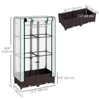 Raised Garden Bed Kit with Trellis, Raised Flower Bed with PE Cover and Zipper Door, 31.5 x 15.7 x 48.8 inch, Brown