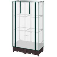 Raised Garden Bed Kit with Trellis, Raised Flower Bed with PE Cover and Zipper Door, 31.5 x 15.7 x 48.8 inch, Brown