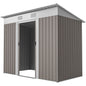 7' x 4' Outdoor Storage Shed, Metal Garden Tool Storage House Organizer with Lockable Sliding Doors and Vents for Backyard Patio Lawn, Light Grey