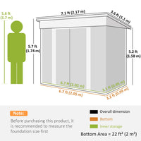 7' x 4' Outdoor Storage Shed, Metal Garden Tool Storage House Organizer with Lockable Sliding Doors and Vents for Backyard Patio Lawn, Light Grey