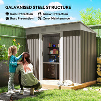 7' x 4' Outdoor Storage Shed, Metal Garden Tool Storage House Organizer with Lockable Sliding Doors and Vents for Backyard Patio Lawn, Light Grey