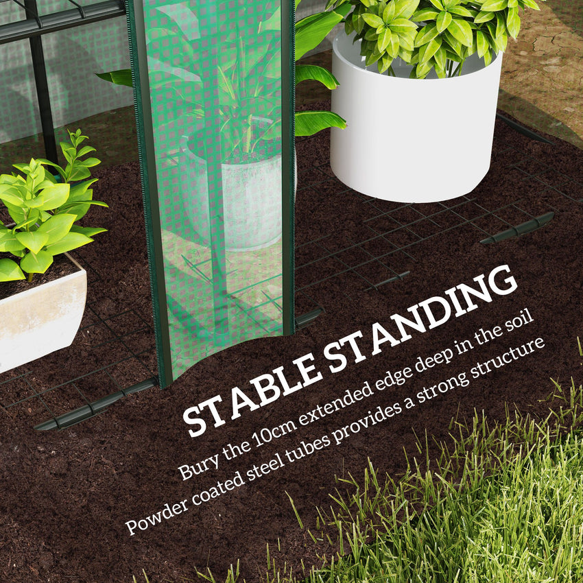 Lean-to Greenhouse with 3 Tier Shelves, Mini Greenhouse with 3 Roll-Up Doors for Indoor Outdoor, Green