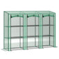 Lean-to Greenhouse with 3 Tier Shelves, Mini Greenhouse with 3 Roll-Up Doors for Indoor Outdoor, Green