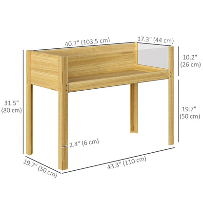 Wooden Raised Garden Bed with Acrylic Panels, Raised Planter Box with Drainage Holes, 43.3" x 19.7" x 31.5"