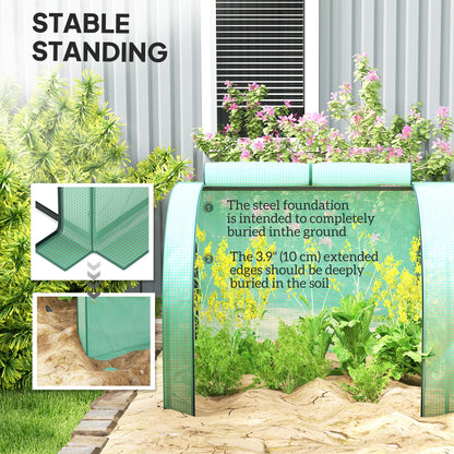 13' x 3.3' x 2.6' Mini Tunnel Greenhouse with PE Cover Garden Green Grow Shed with Steel Frame Zipped Doors, Green