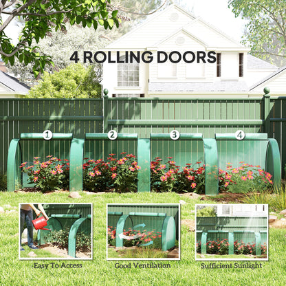 13' x 3.3' x 2.6' Mini Tunnel Greenhouse with PE Cover Garden Green Grow Shed with Steel Frame Zipped Doors, Green
