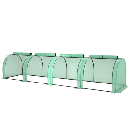 13' x 3.3' x 2.6' Mini Tunnel Greenhouse with PE Cover Garden Green Grow Shed with Steel Frame Zipped Doors, Green