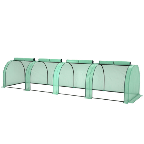 13' x 3.3' x 2.6' Mini Tunnel Greenhouse with PE Cover Garden Green Grow Shed with Steel Frame Zipped Doors, Green