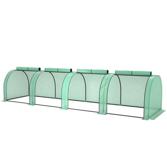 13' x 3.3' x 2.6' Mini Tunnel Greenhouse with PE Cover Garden Green Grow Shed with Steel Frame Zipped Doors, Green