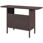 Bar Height Outdoor Rattan Table, Patio Wicker Bar Table with 2 Storage Shelves, 55.1" x 18.5" x 37", Brown