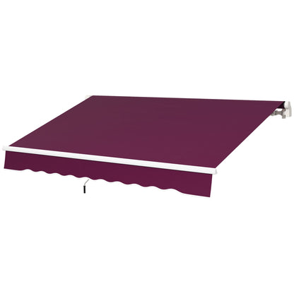 10' x 6.5' Manual Retractable Awning with LED Lights, Aluminum Frame Sun Canopies for Patio Door Window, Wine Red