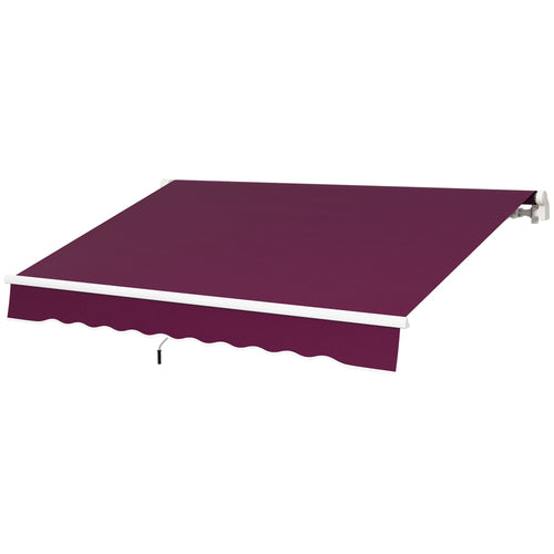 10' x 6.5' Manual Retractable Awning with LED Lights, Aluminum Frame Sun Canopies for Patio Door Window, Wine Red