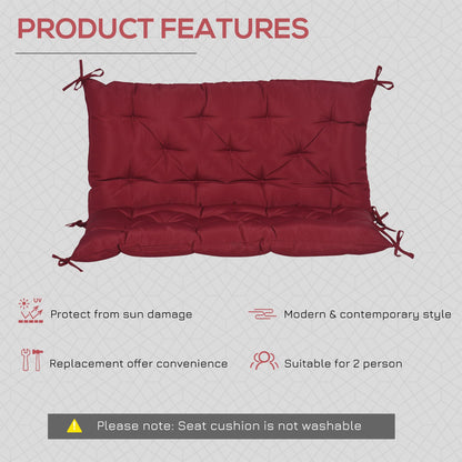 Porch Swing Cushion Garden Bench Cushion with Backrest, Non-Slip 2-Seater Thick Pad, Swing Chair Mat Replacement for Indoor and Outdoor, 39.4" x 38.6", Wine Red