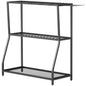 3-Tier Yard Tool Tower Rack, Garden Tool Organizer with Hooks for Long-Handled Rakes, Shovel, Broom, Black