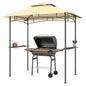 8' x 5' Outdoor Grill Gazebo, Double Tiered Barbecue Grill Gazebo Shelter with 2 Side Shelves, Hooks, Beige