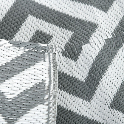 Reversible Outdoor RV Rug, Patio Floor Mat, 5' x 8' Plastic Straw Rug for Backyard, Deck, Beach, Camping, Grey & White