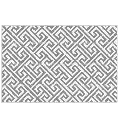 Reversible Outdoor RV Rug, Patio Floor Mat, 5' x 8' Plastic Straw Rug for Backyard, Deck, Beach, Camping, Grey & White