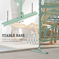 6.5FT Decorative Outdoor Divider, Metal Privacy Screen with Stand, Leaf Style, Light Green