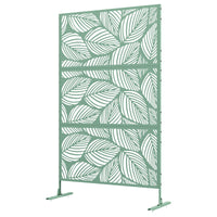 6.5FT Decorative Outdoor Divider, Metal Privacy Screen with Stand, Leaf Style, Light Green