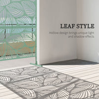 6.5FT Decorative Outdoor Divider, Metal Privacy Screen with Stand, Leaf Style, Light Green