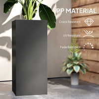 2 Pack Planter Box, 26 Inch Plastic Flower Pots with Water Level Indicator, Drainage Hole and Drain Plug, Dark Grey