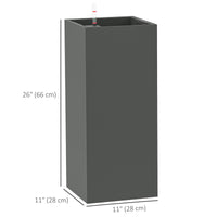 2 Pack Planter Box, 26 Inch Plastic Flower Pots with Water Level Indicator, Drainage Hole and Drain Plug, Dark Grey