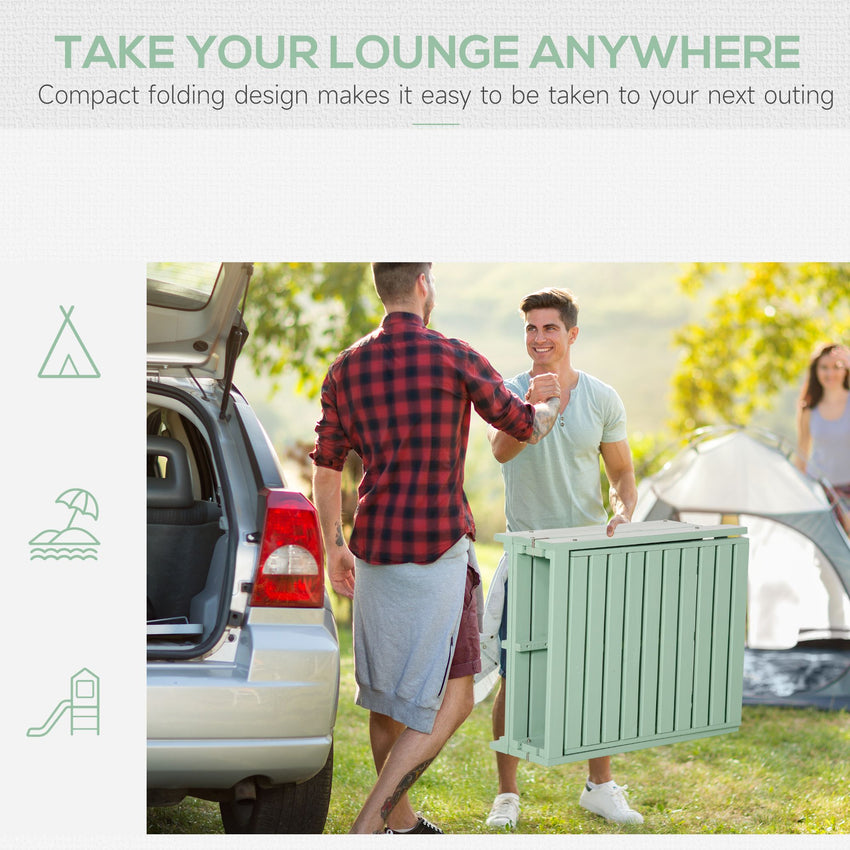 Wooden Folding Chaise Lounge, Outdoor Chaise Lounge Chair, Garden Reclining Tanning Chair with 4 Adjustable Back Soft Cushions, Green