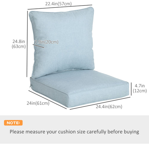 Patio Chair Cushions, Thick Deep Seat Outdoor Seat Cushion with Back Cushion, Light Blue