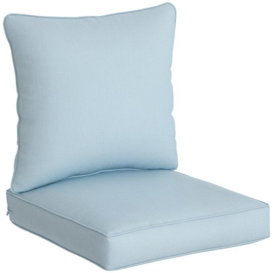 Patio Chair Cushions, Thick Deep Seat Outdoor Seat Cushion with Back Cushion, Light Blue