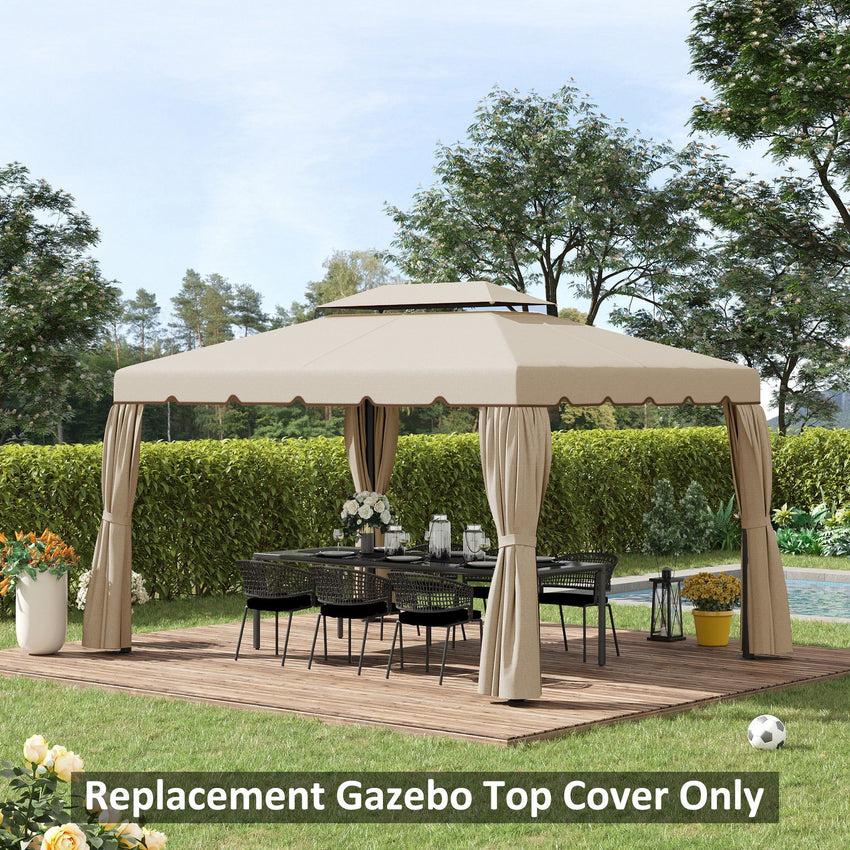 13' x 10' Gazebo Replacement Canopy, Gazebo Top Cover with Double Vented Roof for Garden Patio(TOP ONLY), Beige