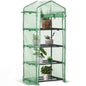 Portable Greenhouse, Outdoor Hot House Plant Flower Greenhouse with 4 Tier Shelves, Steel Frame, PE Cover, Dark Green