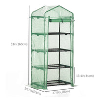 Portable Greenhouse, Outdoor Hot House Plant Flower Greenhouse with 4 Tier Shelves, Steel Frame, PE Cover, Dark Green
