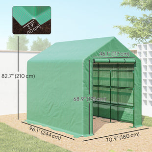 8' x 6' x 7' Portable Walk-In Greenhouse Hot House with 18 Shelves, Water/UV Resistant Weather Cover, & Roll Up Door