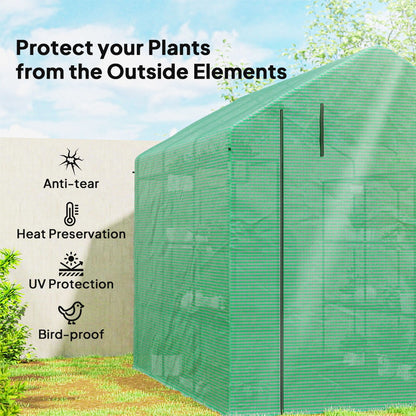 8' x 6' x 7' Portable Walk-In Greenhouse Hot House with 18 Shelves, Water/UV Resistant Weather Cover, & Roll Up Door