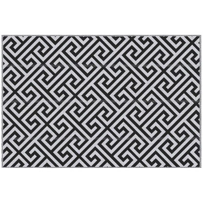 Reversible Outdoor RV Rug, Patio Floor Mat, 5' x 8' Plastic Straw Rug for Backyard, Deck, Beach, Camping, Black & White