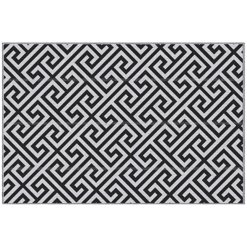 Reversible Outdoor RV Rug, Patio Floor Mat, 5' x 8' Plastic Straw Rug for Backyard, Deck, Beach, Camping, Black & White
