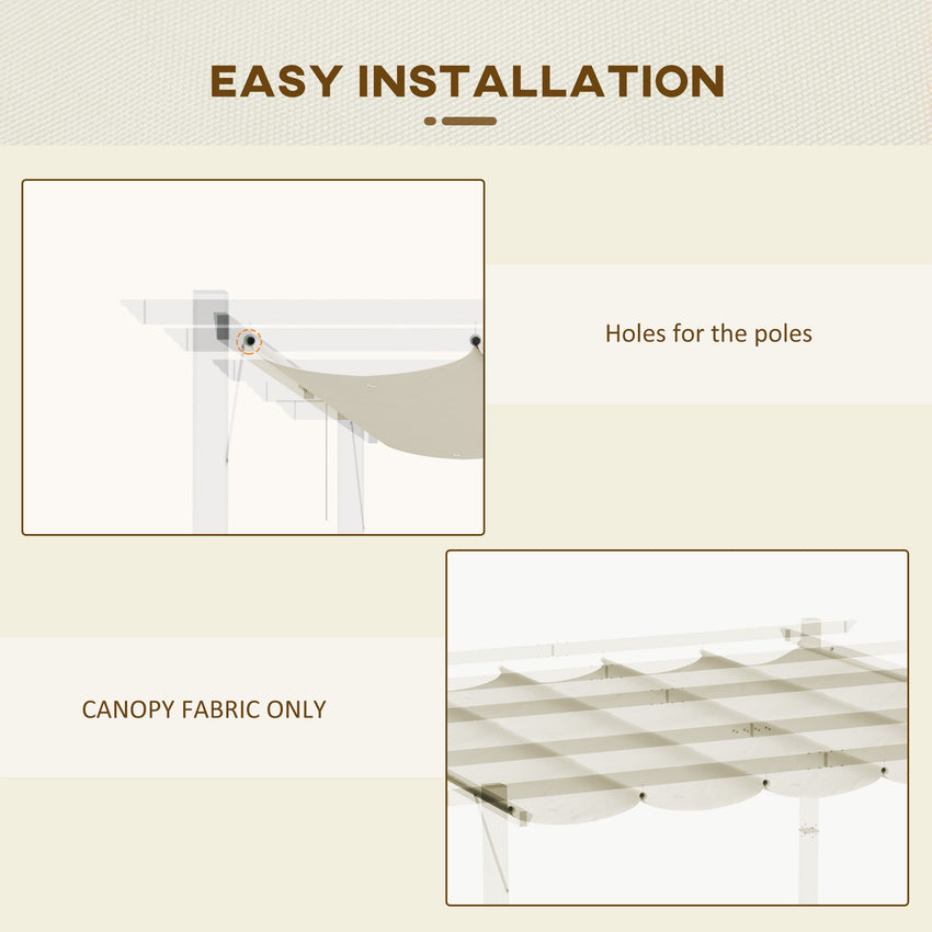 Retractable Replacement Pergola Canopy for 10' x 10' Pergola, Pergola Cover Replacement, Cream White