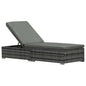Wicker Outdoor Lounge Chair, Patio Lounge Chair with 5-Level Adjustable Backrest & Cushion for Poolside, Mixed Grey