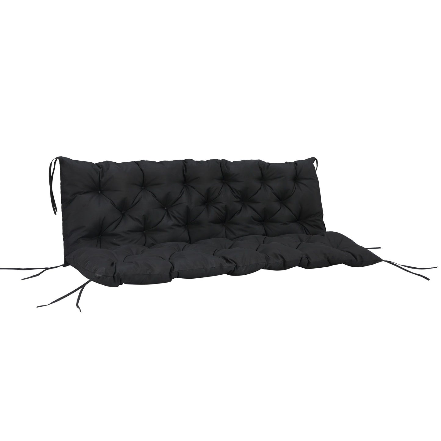 Porch Swing Cushion Garden Bench Cushion with Backrest, Non-Slip 3-Seater Thick Pad, Swing Chair Mat Replacement for Indoor and Outdoor, 59.1" x 38.6", Black
