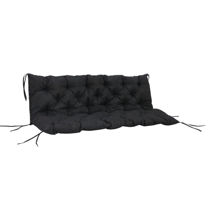 Porch Swing Cushion Garden Bench Cushion with Backrest, Non-Slip 3-Seater Thick Pad, Swing Chair Mat Replacement for Indoor and Outdoor, 59.1" x 38.6", Black