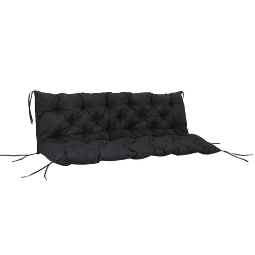 Porch Swing Cushion Garden Bench Cushion with Backrest, Non-Slip 3-Seater Thick Pad, Swing Chair Mat Replacement for Indoor and Outdoor, 59.1" x 38.6", Black