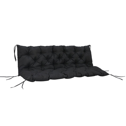 Porch Swing Cushion Garden Bench Cushion with Backrest, Non-Slip 3-Seater Thick Pad, Swing Chair Mat Replacement for Indoor and Outdoor, 59.1" x 38.6", Black