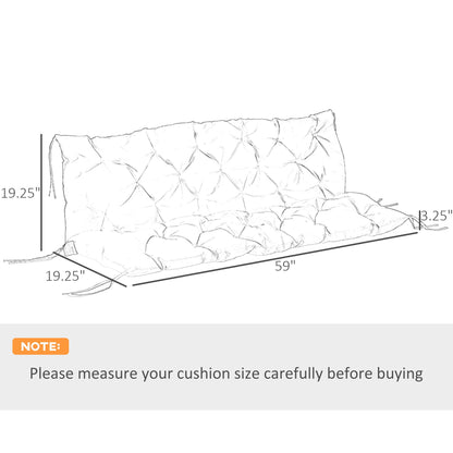 Porch Swing Cushion Garden Bench Cushion with Backrest, Non-Slip 3-Seater Thick Pad, Swing Chair Mat Replacement for Indoor and Outdoor, 59.1" x 38.6", Black
