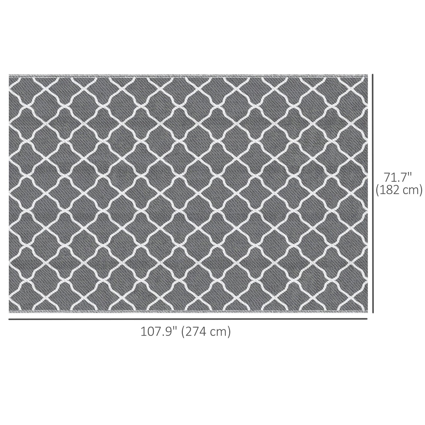 Waterproof Outdoor Rug, 6' x 9' RV Rug Reversible Mat for Backyard, Deck, Picnic, Beach, Camping, Grey & White Net