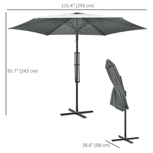 10ft Cantilever Patio Umbrella Offset Parasol with Crank Handle, Cross Base for Garden, Deck, Dark Grey