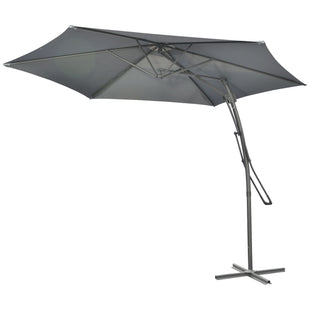 10ft Cantilever Patio Umbrella Offset Parasol with Crank Handle, Cross Base for Garden, Deck, Dark Grey