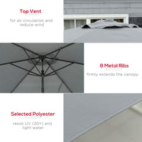 10ft Cantilever Patio Umbrella Offset Parasol with Crank Handle, Cross Base for Garden, Deck, Dark Grey