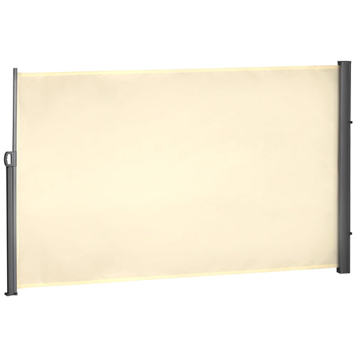 118" x 71" Outdoor Folding Privacy Screen Retractable Side Awning Patio with Resistance to UV Rays and Wind Cream White