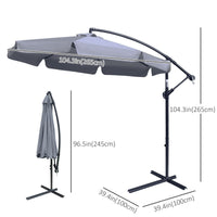 9FT Offset Hanging Patio Umbrella Cantilever Umbrella with Easy Tilt Adjustment, Cross Base and 8 Ribs for Backyard, Poolside, Lawn and Garden, Dark Grey