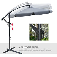9FT Offset Hanging Patio Umbrella Cantilever Umbrella with Easy Tilt Adjustment, Cross Base and 8 Ribs for Backyard, Poolside, Lawn and Garden, Dark Grey